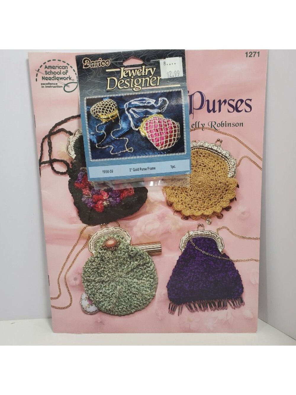 Pocket Purses Instructions Book & Darice Jewelry 2 Inch Gold Purse Frame